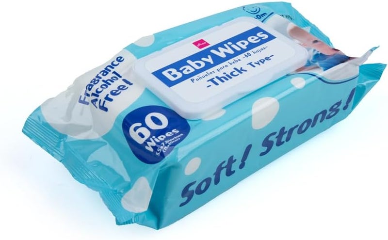 DAISO Baby Wipes Set - 60 Thick & Soft Wet Wipes for Baby Care - Image 2